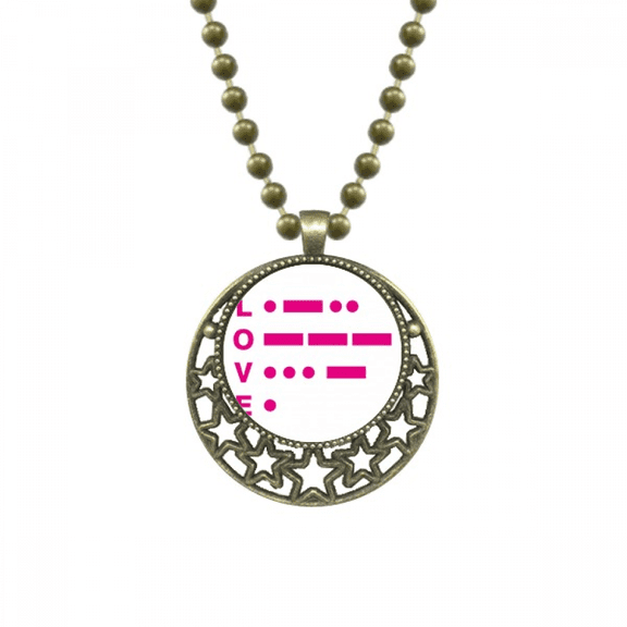 morse code love point line expression pendant star necklmoon chain jewelry