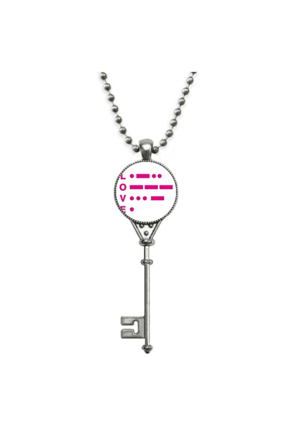 morse code love point line expression pendant vintage necklsilver key jewelry