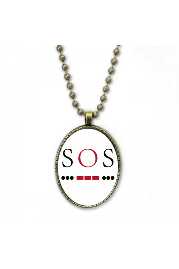 morse code rescue point line expression necklace vintage chain bead pendant jewelry collection