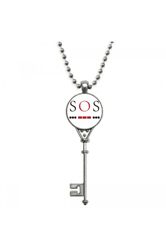morse code rescue point line expression pendant vintage necklsilver key jewelry