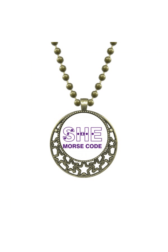 morse code she dot-line expression pendant star necklmoon chain jewelry