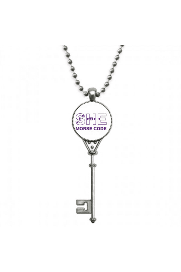 morse code she dot-line expression pendant vintage necklsilver key jewelry