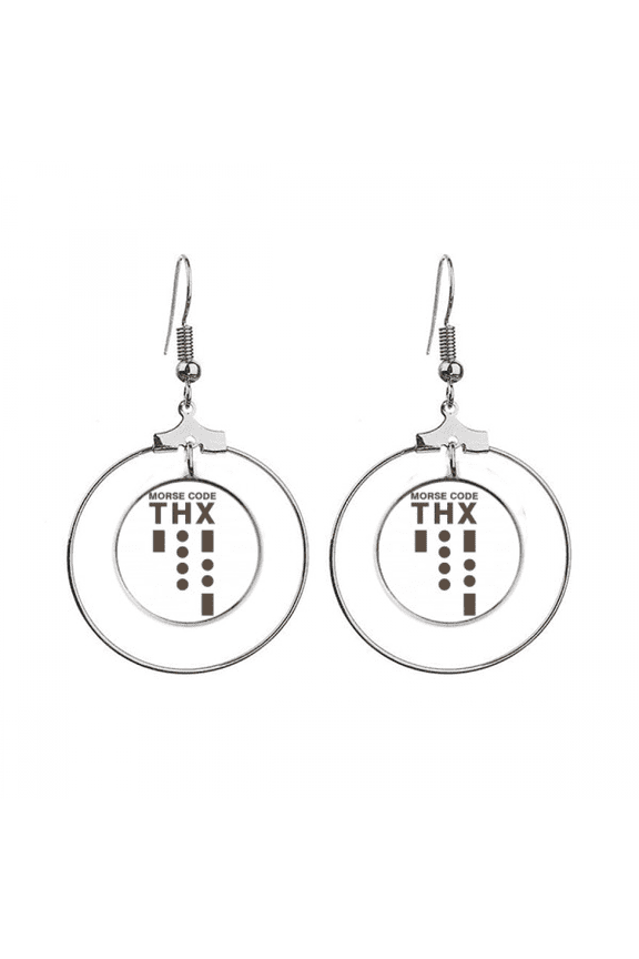 morse code thank-you dot-line expression earrings dangle hoop jewelry drop circle