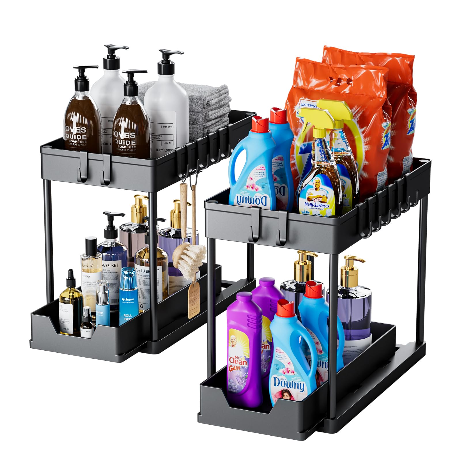 mosala Under Sink Organizers and Storage 2 Pack 2 Tier Sliding