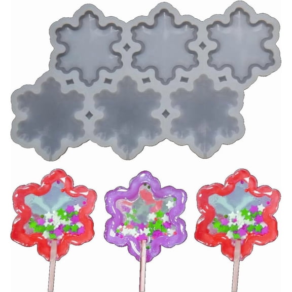 ABPETE 2pcs/lot Lollipop Mold Snow Silicone Pop Mold DIY Lollipop Mould Chocolate Cookie Candy Maker Tray Mold Party For Children (A_ Snow)