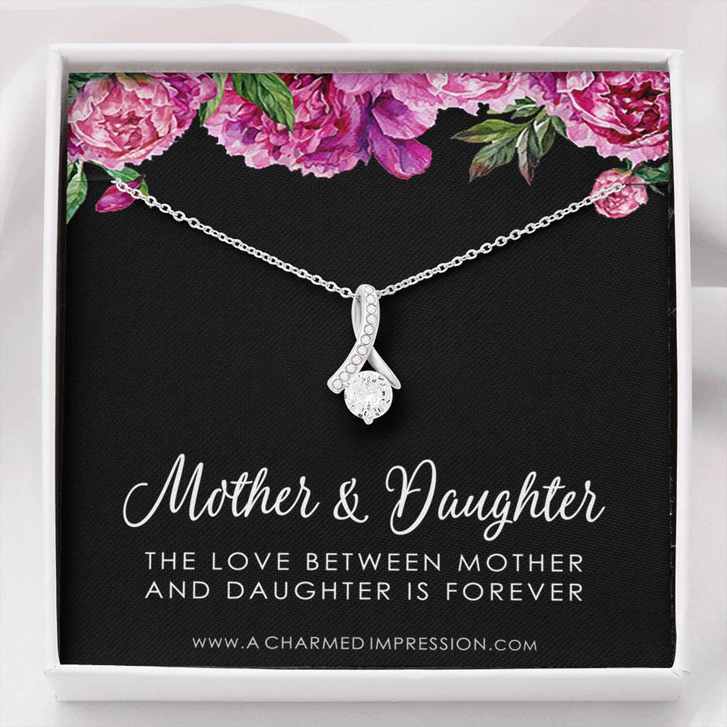 EFYTAL Mother Daughter Necklace - 925 Sterling Silver Plated, Interlocking Circles, Gift Set