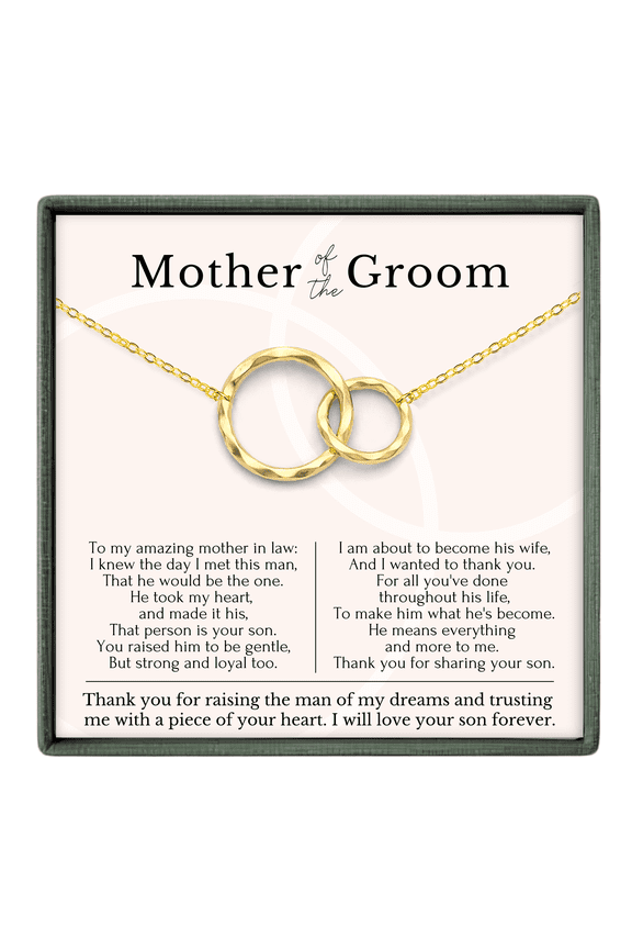 Mother of the Groom Necklace – 2 Ring Gold Wedding Gift from Bride