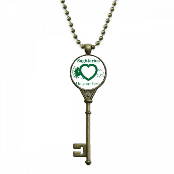 motivation constellation love sagittarius key necklace pendant tray embellished chain