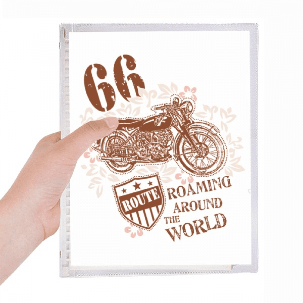 motorcycle flower text pattern illustration notebook loose diary refillable journal statiry