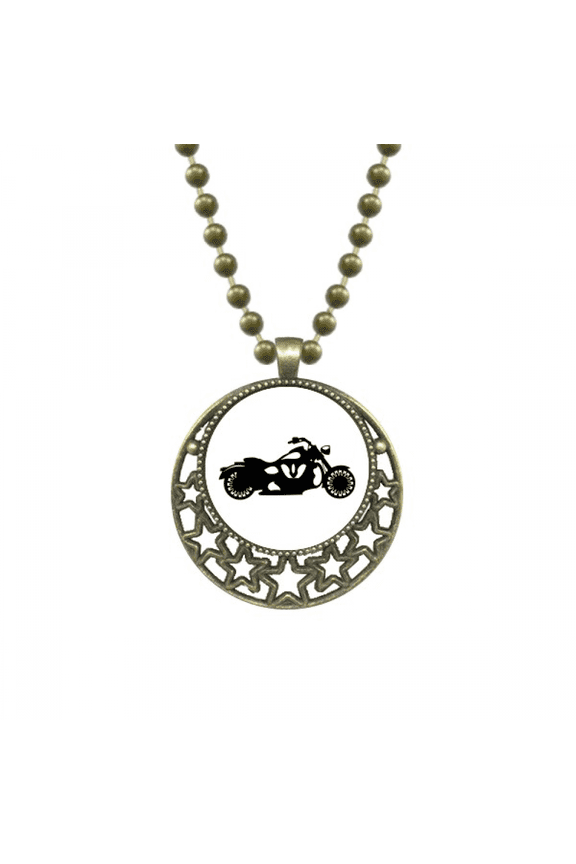 motorcycle mechanical outline pattern pendant star necklmoon chain jewelry