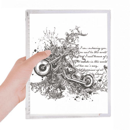 motorcycle text flower pattern illustration notebook loose diary refillable journal statiry