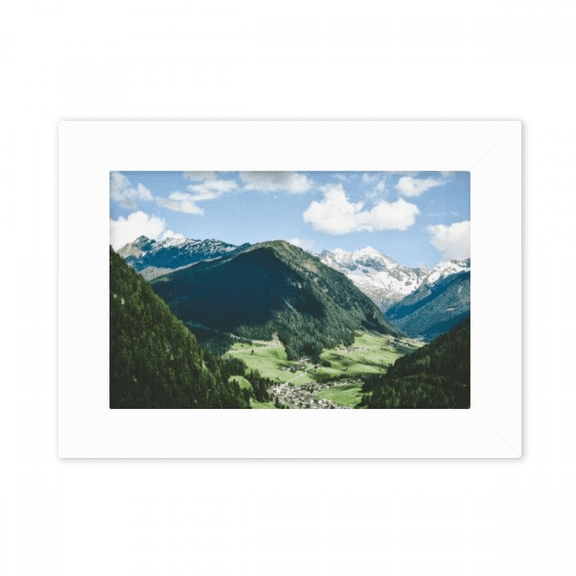 mountain city clouds blue photo mount frame picture art painting desktop 5x7 inch