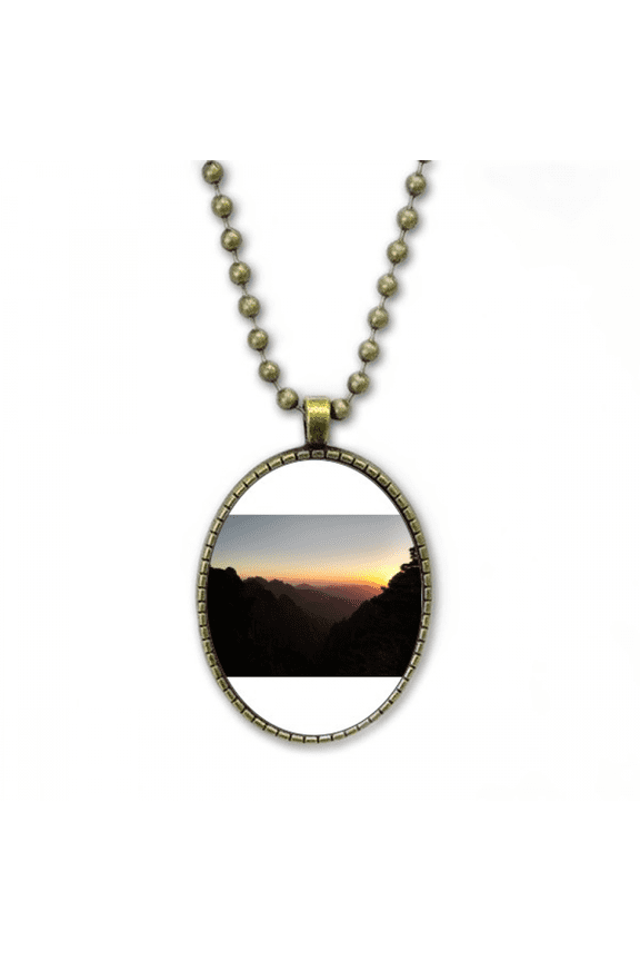 mountain dusk art deco fashion necklace vintage chain bead pendant jewelry collection