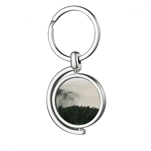 mountain fog cloud rotating keychain metal keyring holder