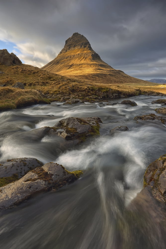 The mountain kirkjufell and waterfall kirkjufellsfoss on the snaefellsnes peninsula grundarfjorour iceland Canvas Art - Robert Postma Design Pics (24 x 38)