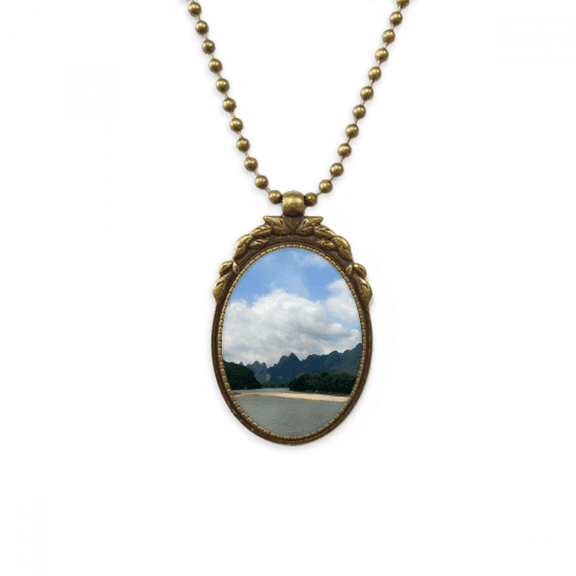mountains lakes photography antique necklbrass vintage pendant keychain