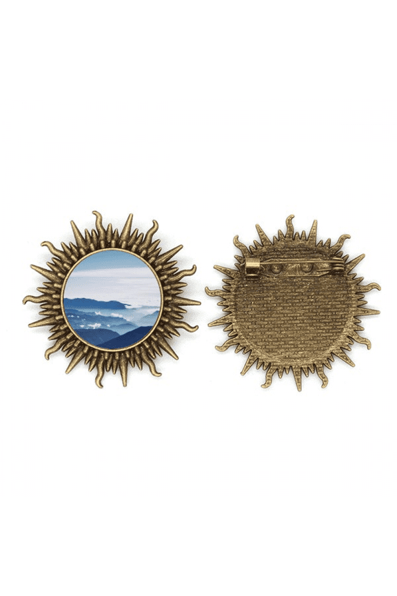 mountains sunshine clouds nature metall sonne brosche haken pin