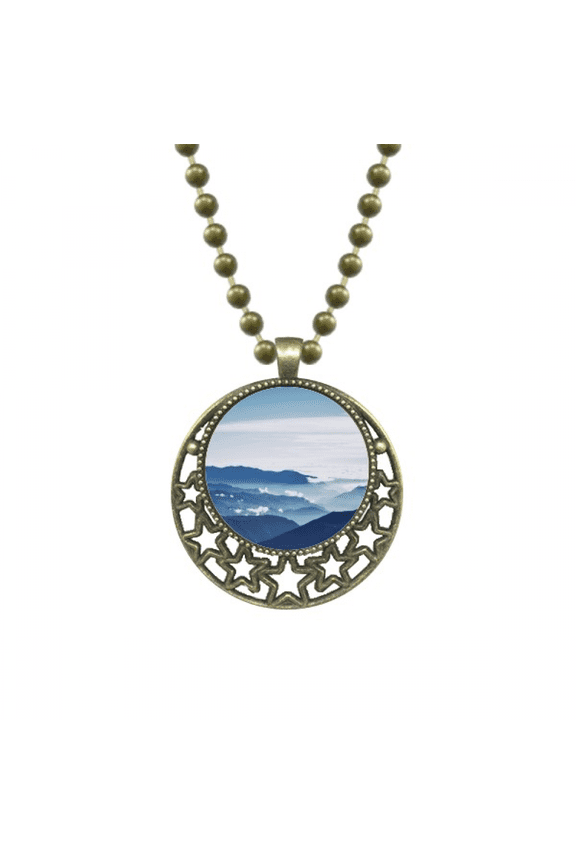 mountains sunshine clouds nature pendant star necklmoon chain jewelry