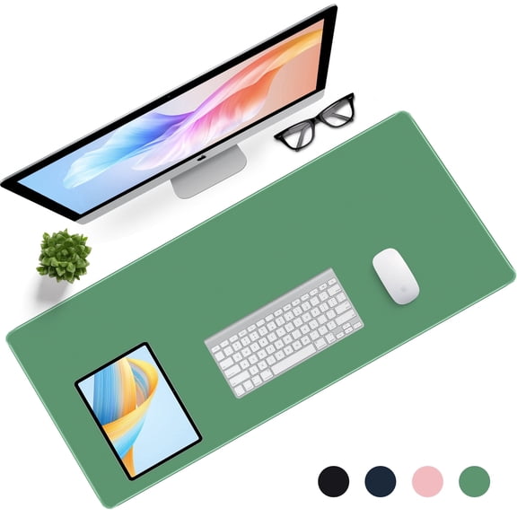Winsing Ultra-Thin Minimalist Desk Mat, 0.125 inch Slim Large Mouse Pad with Non-Slip Base, Office Desk Accessories 35.4"x15.7", Green