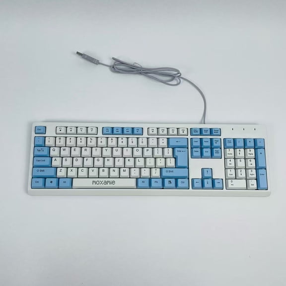 moxamie Wired Keyboard, Computer Peripherals, Full-Size, Spill-Resistant, Compatible with PC, Laptop