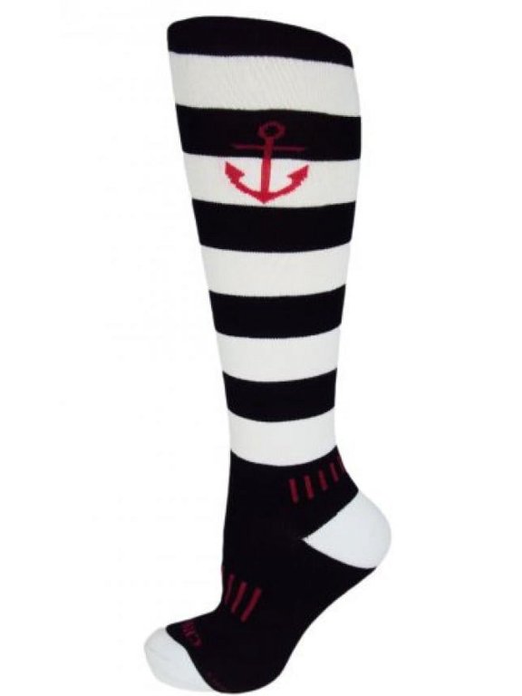 socks anchor scream black and white striped knee-high fitness socks,