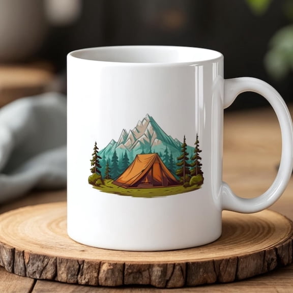 mping Mug 0ml Mountain Tent Outdoor Adventure Coffee Cup Nature Lover Gift Hiking mper Mug.