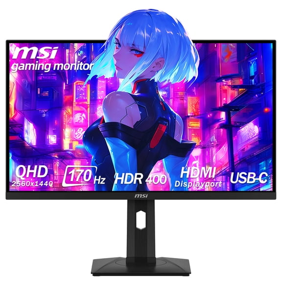 msi 27 Inch WQHD Gaming Monitor - 2560 x 1440 Rapid IPS, 170Hz 1ms, G-Sync Compatible, HDR 400, USB-C Display (15W PD), Height Adjustable Stand, VESA Mountable, HDMI & DP for Esports