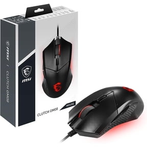 msi Clutch GM08 Black Gaming Mouse, 4200 DPI, Optical Sensor, 3 Adjustable Weights, Red LED Lighting, Symmetrical Design,?Corded Electric.