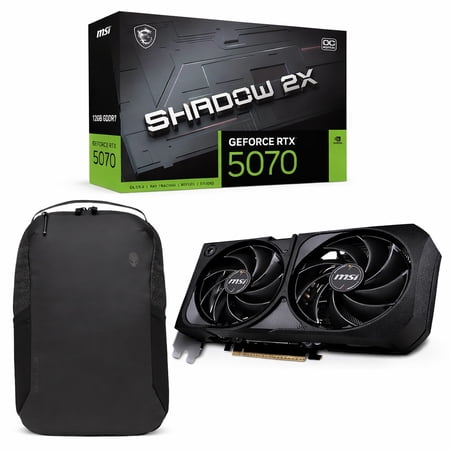 msi Gaming RTX 5070 12G Shadow 2X OC Graphics Card (12GB GDDR7, 192-bit, Extreme Performance: 2557 MHz, DisplayPort x3 2.1a, HDMI 2.1b, Blackwell Architecture) with Backpack Alienware