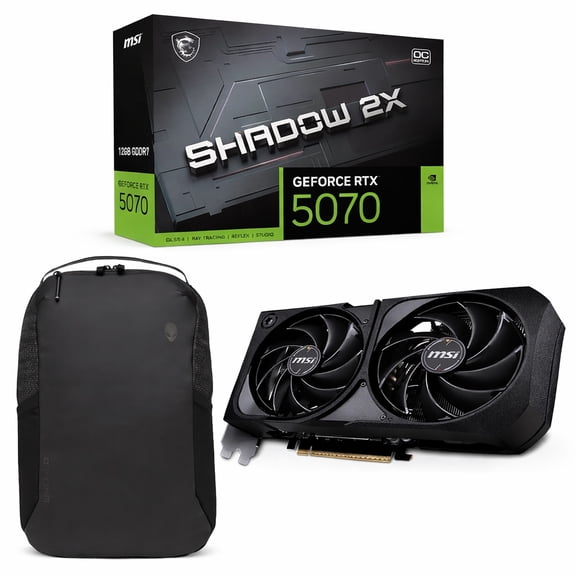 msi Gaming RTX 5070 12G Shadow 2X OC Graphics Card (12GB GDDR7, 192-bit, Extreme Performance: 2557 MHz, DisplayPort x3 2.1a, HDMI 2.1b, Blackwell Architecture) with Backpack Alienware
