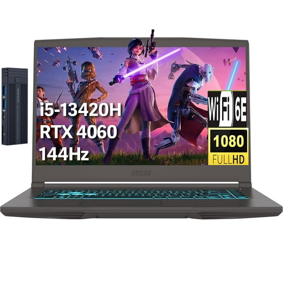 msi Thin 15.6" FHD Gaming Laptop, Intel Core i5-13420H, NVIDIA GeForce RTX 4060, 32GB RAM 1TB PCIe SSD, 256gb 9H Docking Station, Wi-Fi 6E, Bluetooth 5.3, Backlit Keyboard, Windows 11 Home, Gray