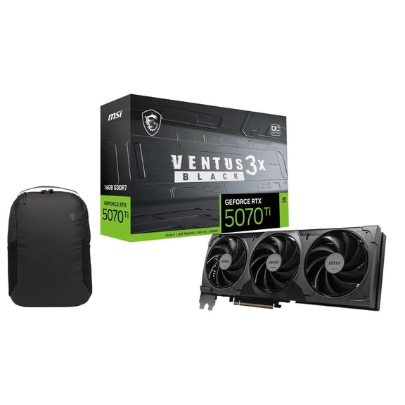 msi Ventus GeForce RTX 5070 Ti 16GB GDDR7 PCI Express 5.0 Graphics Card RTX 5070 TI 16G Ventus 3X OC Black Bundle with Backpack Alienware
