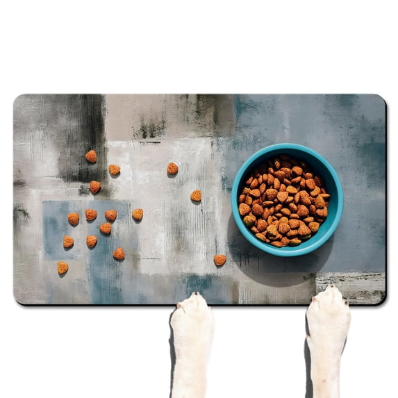 msiwtych Blue Color Block Pet Feeding Mats