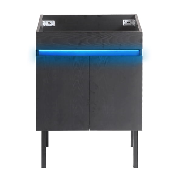 mteryoing 24" Bathroom Vanity With Sink Wall Mounted/Freestanding Vanity Ceramic Sink Set With Sensing Light Metal Legs For Bathroom