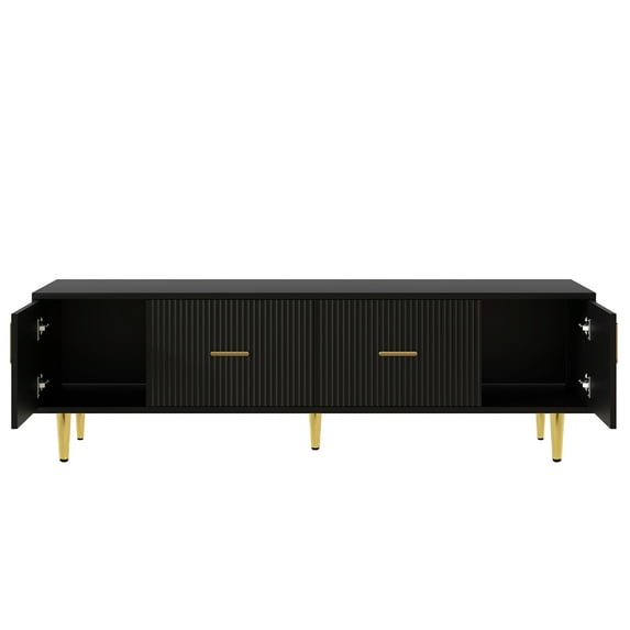 mteryoing Modern TV Stand For TVs Up To 75 Inches Cabinet With 5 Champagne Legs Entertainment Center For Living Room Bedroom