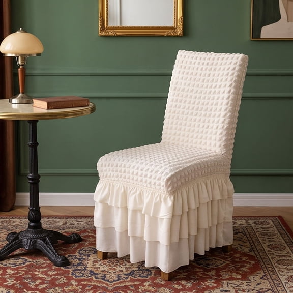 mtpzqdy 3-Tier Ruffle Bubble Chair Cover, Stretch Dining Chair Cover for Office and Home, Decorative Seat Protector