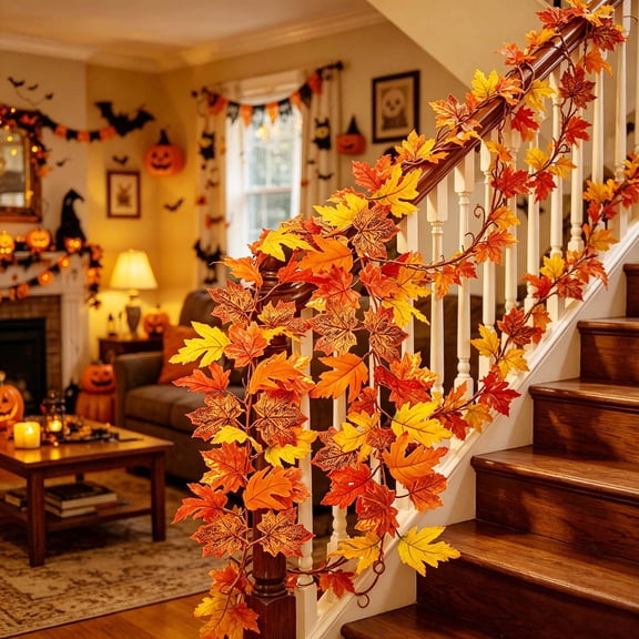 mtpzqdy Artificial Maple Leaf Vine for Autumn Staircase Decor