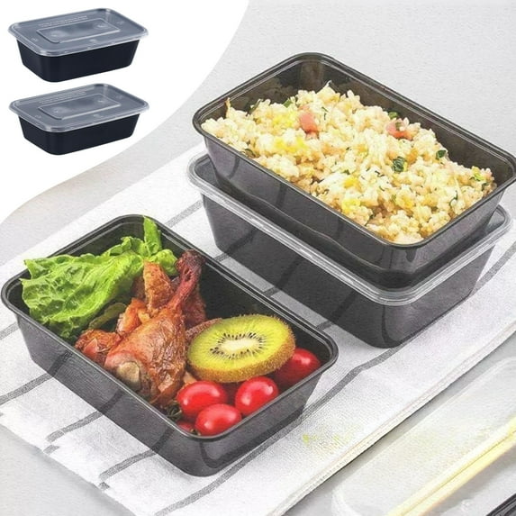 mtvxesu 10-Pack Disposable Plastic Food Storage Containers With Lids, Rectangular Microwave & Freezer Safe Lunch Boxes For Meal Prep