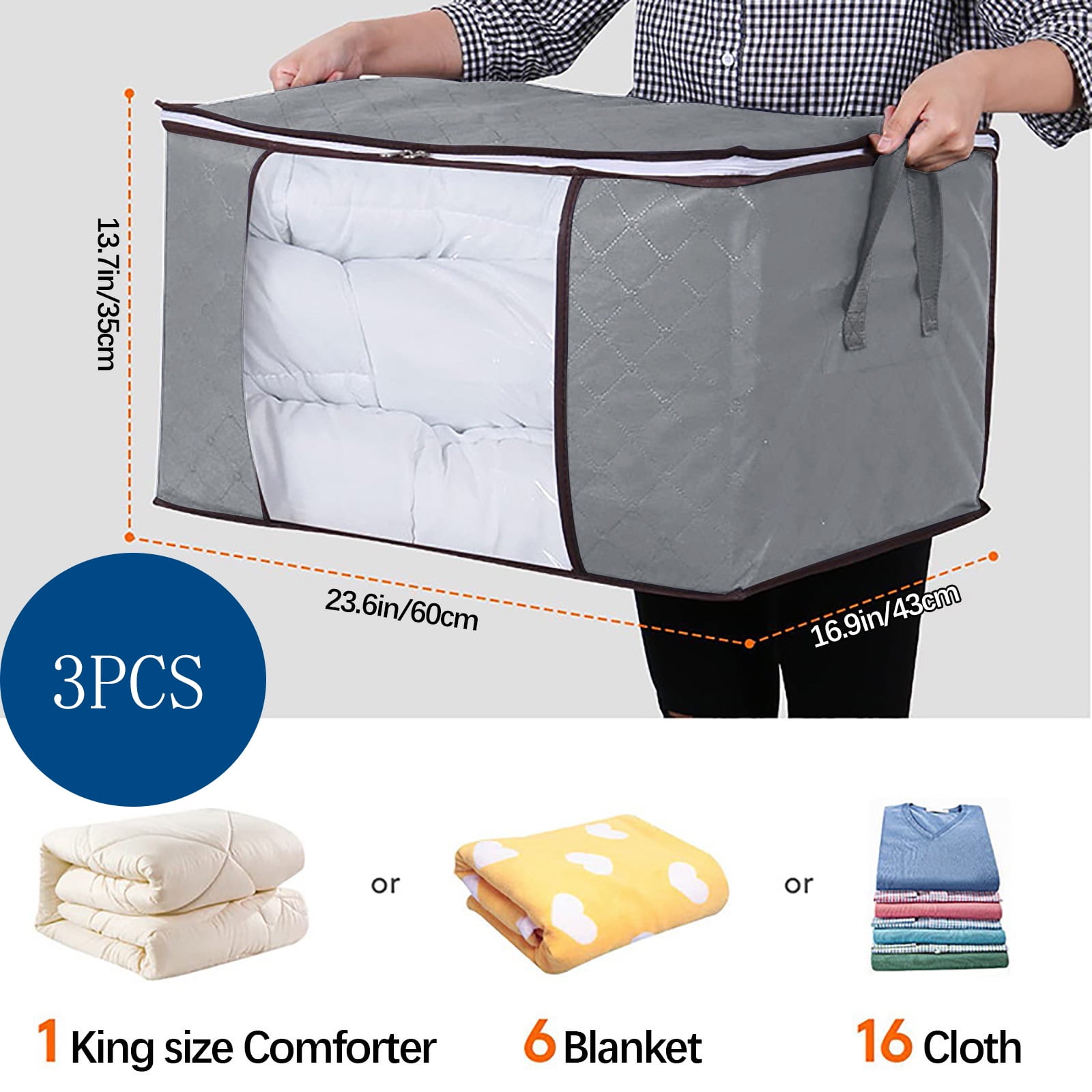 mtvxesu 24Gal/90L Large Storage Bags, Clothes Storage, Large Storage