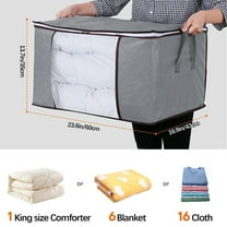 mtvxesu 24Gal/90L Large Storage Bags, Clothes Storage, Large Storage Bins with Lids, Foldable Closet Organizer Storage Containers with Durable Handles Thick Fabric for Clothing, Blanket, Comfor