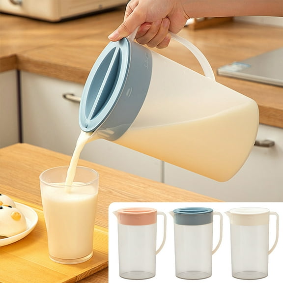 mtvxesu 2L Large Capacity Plastic Cold Water Pitcher With Strainer Lid, Spill-Free Spout, And Ergonomic Handle For Refrigerator Use, 10.04X7.09X3.54In, 1 Pack