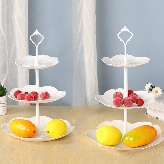 mtvxesu 3-Tier Plastic Cupcake Stand For Parties, Weddings & Events - Dessert Tower Display Tray For Cakes, Cookies & Appetizers - 1 Set