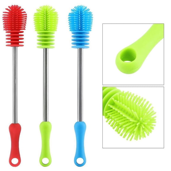 mtvxesu 360-Degree Rotary Silicone Bottle Brush With High-Density Bristles For Washing Cups And Kitchen Cleaning, 1 Count