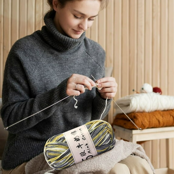 5 Strand Milk Cotton Gradient Hand-Woven Diy Yarn - Soft Acrylic Crochet Thread for Knitting, Weaving & Crafts (50G, 325M)