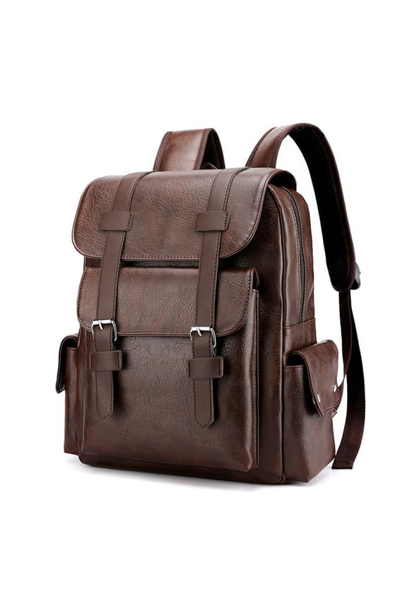 Backpack with Lunch Bag, Leather Laptop Backpack for Men, Work Business Travel Office Backpack College Bookbag, Casual Computer Backpack Fits Notebook 15.6 Inch