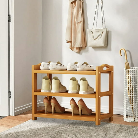 mtvxesu Bamboo Shoe Rack, Multi-Tier Floor Storage Shelf, Space Saving Organizer Cabinet For Entryway, Dorm, Apartment, 1-Piece