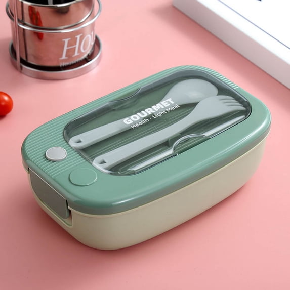 mtvxesu Bento Box,Plastic Lunch Box Microwave Heated Lunch Box for Adults Office Worker Portable Lunchboxes Lunch Containers Built in Reusable Spoon