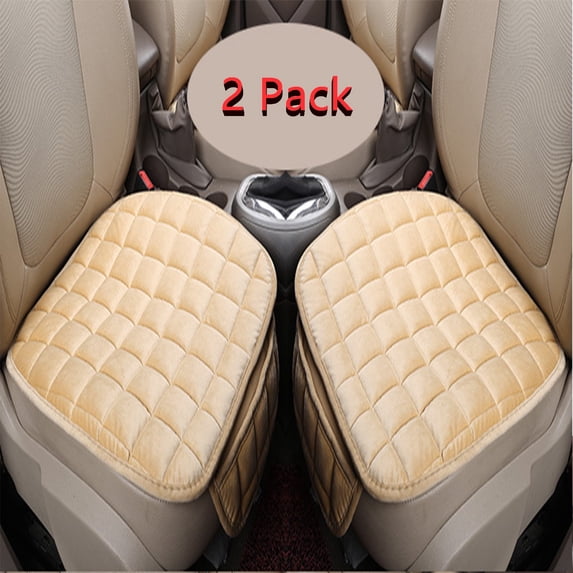 mtvxesu Car Seat Cushion, 2pc Car Seat Pad Premium Comfort Memory Silk Wadding, Non-slip Rubber Bottom with Storage Pocket, Car Seat Pad Universal Car Seat Protectors Interior Accessories (Beige)