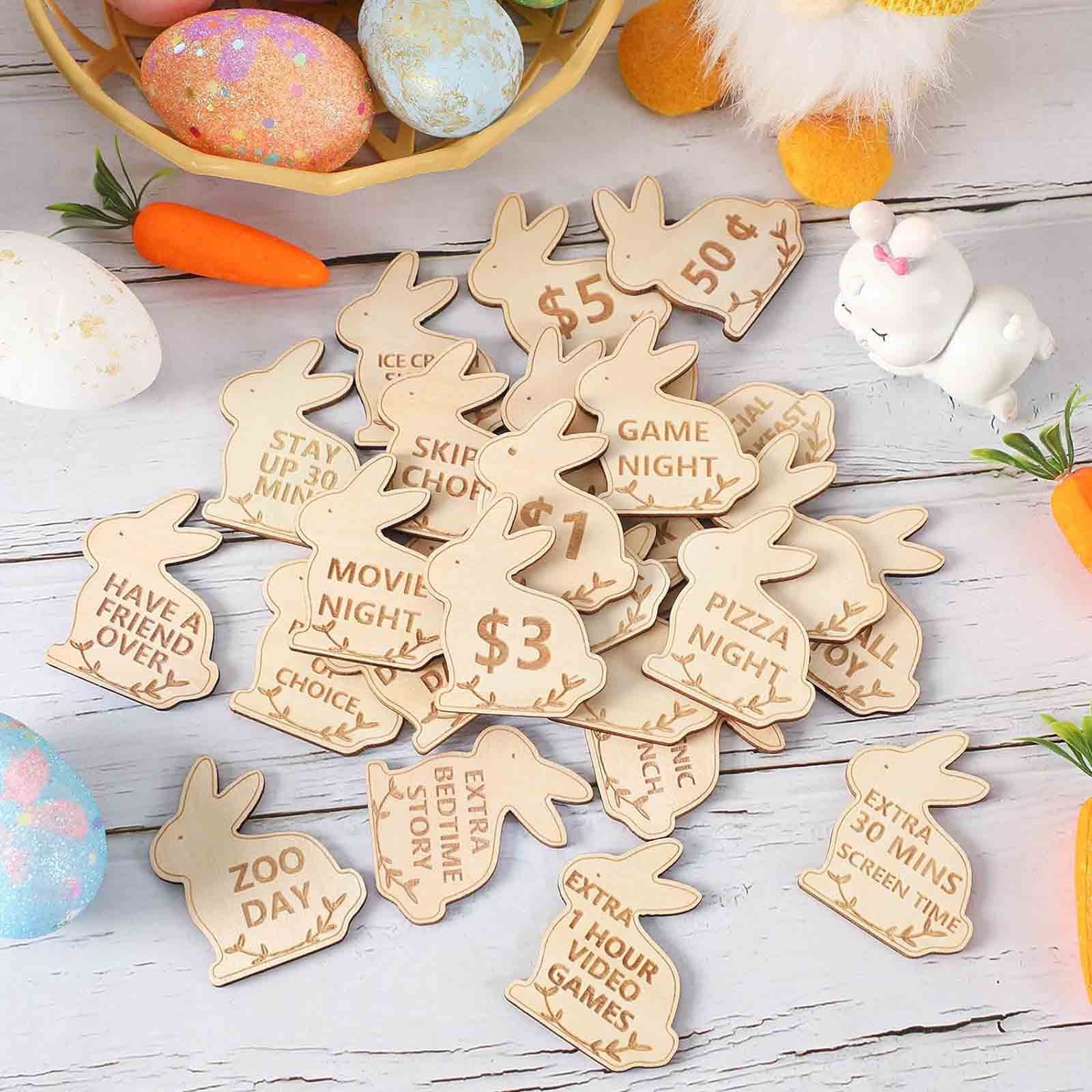 mtvxesu Easter Eggs Filled, Kids Easter Eggs Fillers, Wooden Easter Award Tokens, Easter Prize Coins, Holiday Party Favors, Easter Basket Stuffers For Kids Easter Home Decor Flash Deals