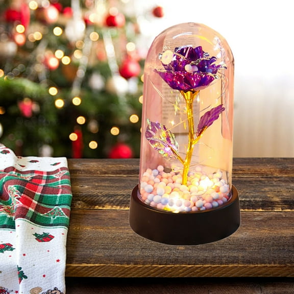 Eternal Rose Led Light up Preserved Flower In Glass Dome with Wood Base - Romantic Gift for Her, Birthday Present for Mom, Valentine'S Day Bouquet Centerpiece